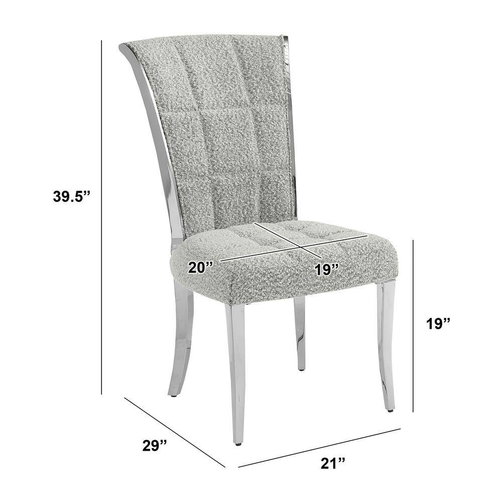 Rich Gray Boucle Fabric Side Chair with Silver Metal Legs