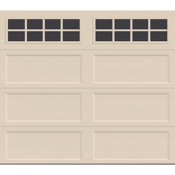 Bridgeport Steel Extended Panel 8ft x 7ft Insulated 6.3 R-Value Almond Garage Door with windows