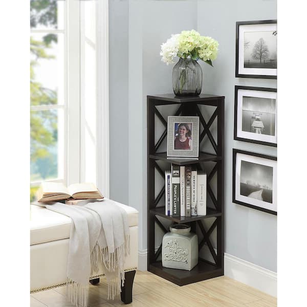 Oxford 38.5 in. Tall Espresso Medium Density Fiberboard (MDF) 4 - Shelf Corner Bookcase
