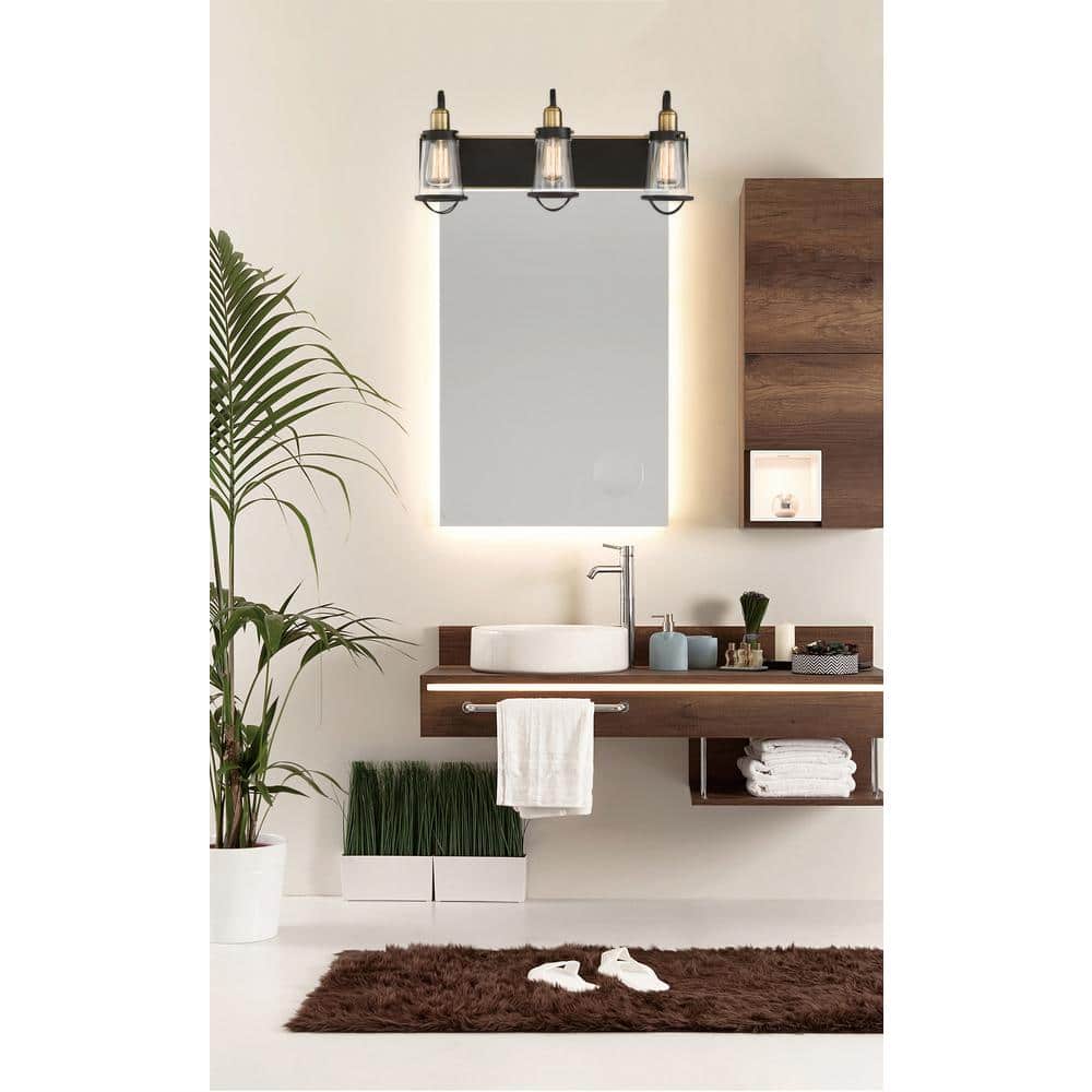 Lansing 3-Light Dimmable Brass and Bronze Bathroom Fixture