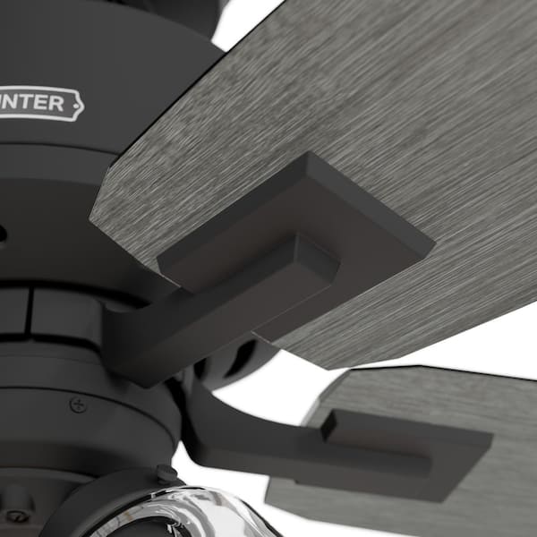 Hunter - Gatlinburg 44 in. Indoor Matte Black Ceiling Fan with Light Kit and Remote Included