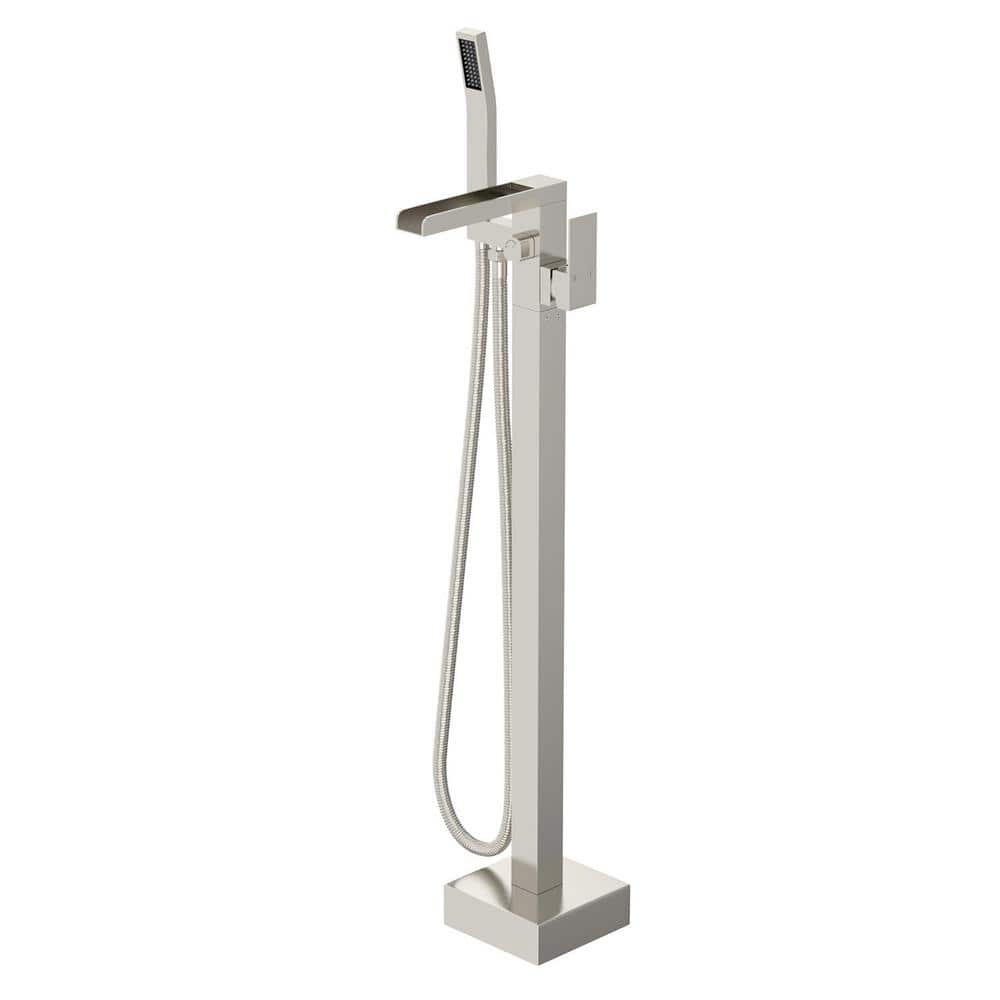 Single-Handle Claw Foot Freestanding Tub Faucet with Hand Shower in. Brushe