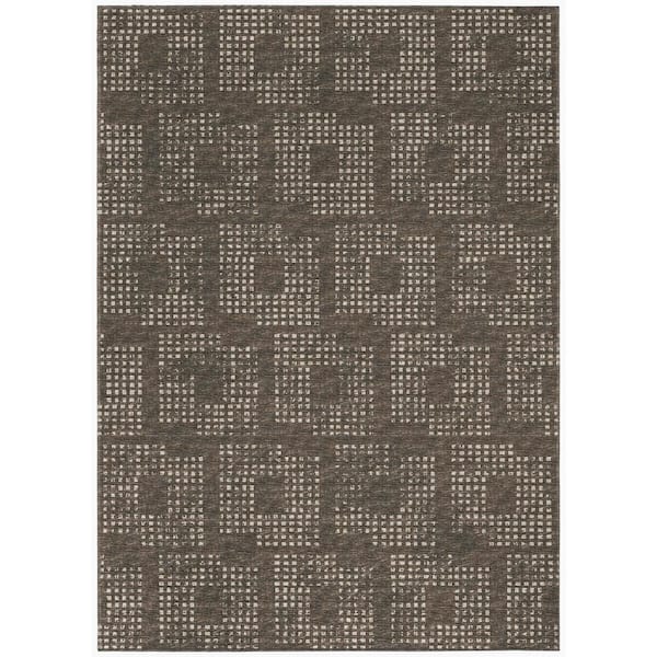 Addison Rugs Eleanor Brown 10 ft. x 14 ft. Geometric Indoor/Outdoor Washable Area Rug