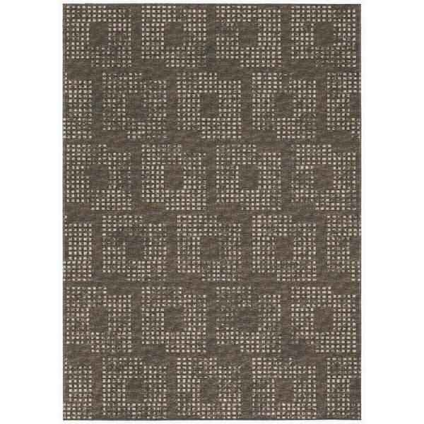 Addison Rugs Eleanor Brown 8 ft. x 10 ft. Geometric Indoor/Outdoor Washable Area Rug