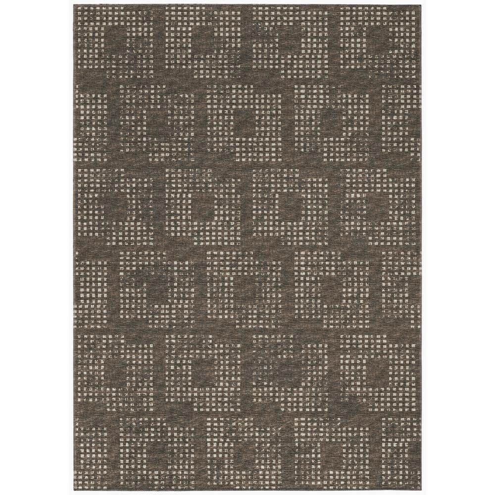 Eleanor Brown 9 ft. x 12 ft. Geometric Indoor/Outdoor Washable Area Rug