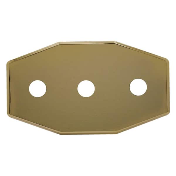 Three-Hole Remodel Cover Plate for Bathtub and Shower Valves, Polished Brass