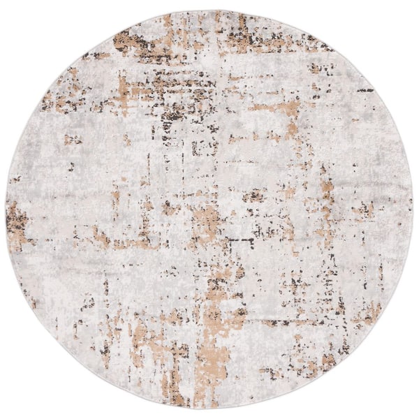 Shivan 5 ft. x 5 ft. Gray/Gold Abstract Round Rug