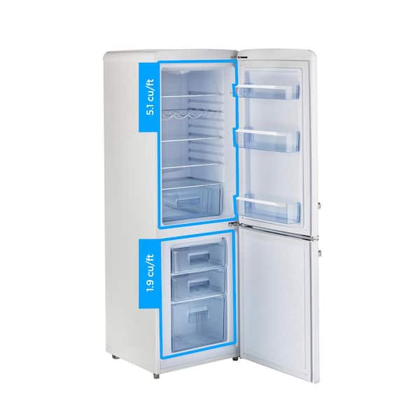 Unique Appliances Classic Retro 21.6 in. 8.7 Cu. ft. Retro Bottom Freezer Refrigerator in Marshmallow White, Energy Star