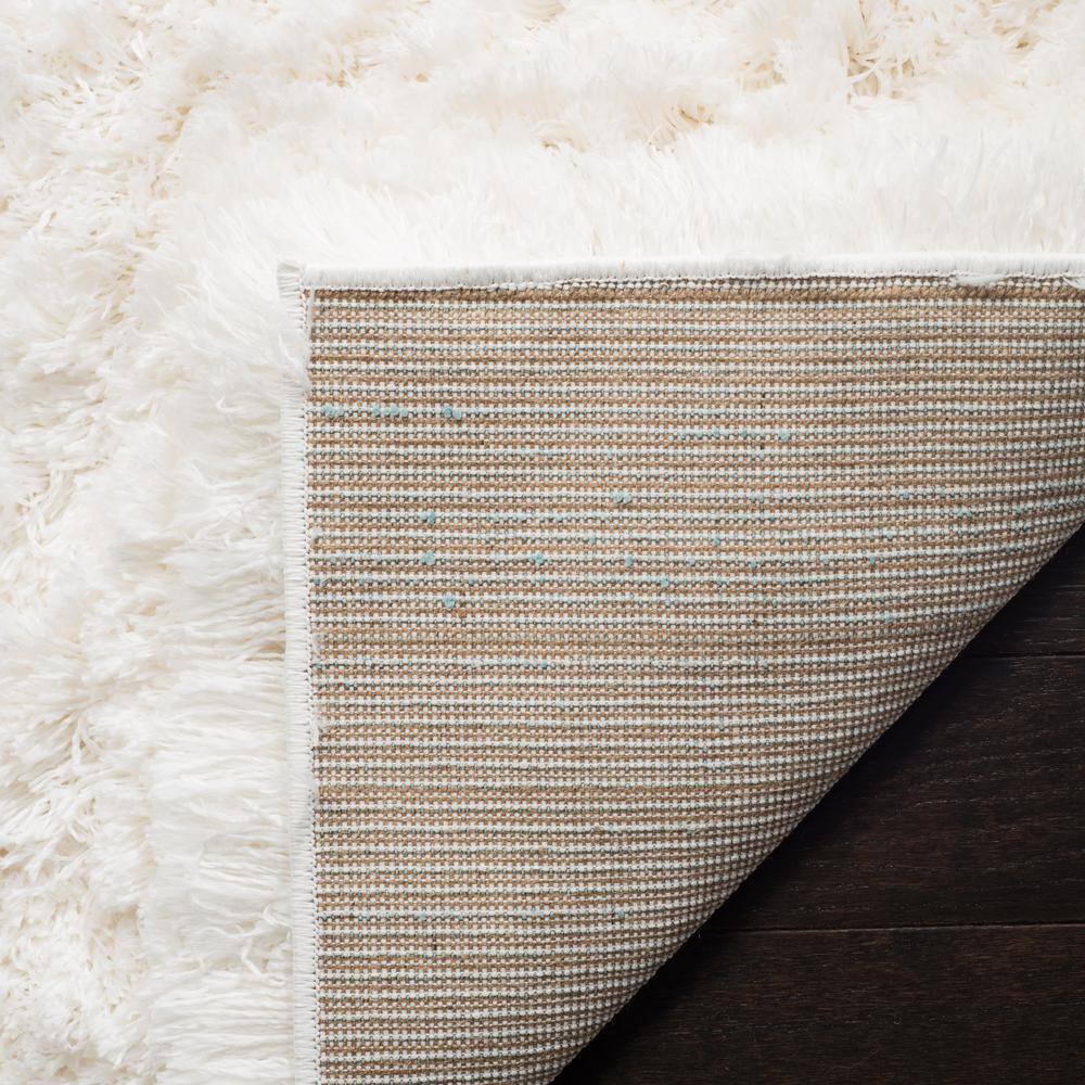 Ivory Square Hand-Knotted Shag Area Rug