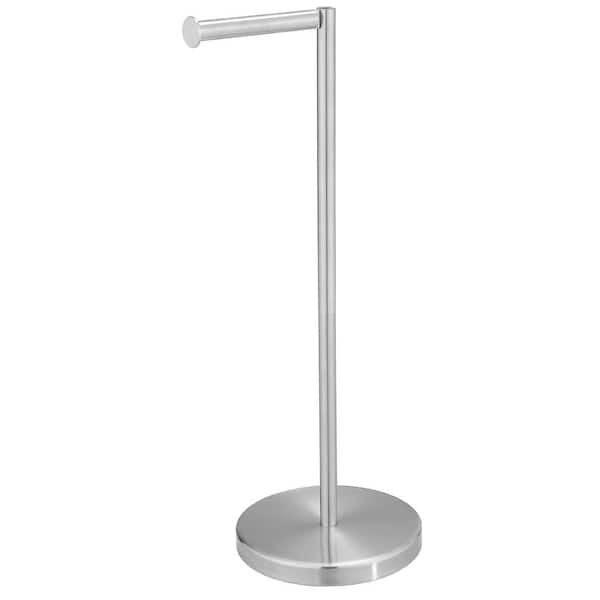 BWE Round Free Standing Toilet Paper Holder Toilet Paper Roll Holder with Weighted Base in Brushed Nickel