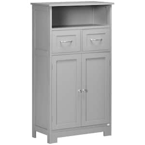 23.5 in. W x 11.75 in. D x 42.75 in. H Gray Bathroom Storage Accent Cabinet with Two Drawers