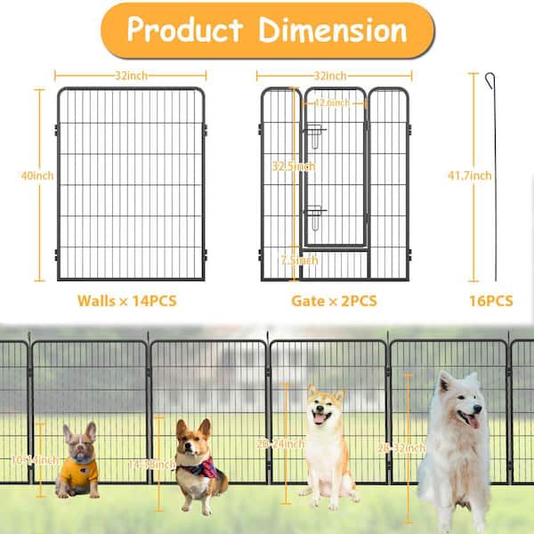 Amucolo 40 in. 16 Panels Indoor Outdoor Heavy Duty Portable