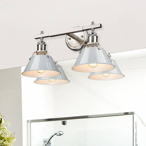 Golden Lighting - Orwell 18.25 in. 2-Light Pewter Vanity Light with Dusky Blue Shades