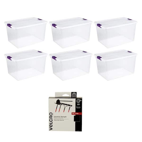 Sterilite Nesting Latching Handle Storage Tote Container, 66 Quart Capacity, Clear - 6 pack