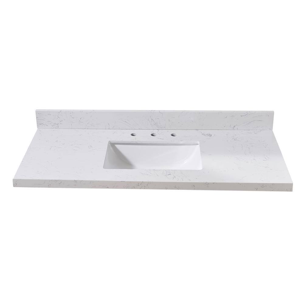 49" Aosta White Composite Stone Vanity Top with Ceramic Sink