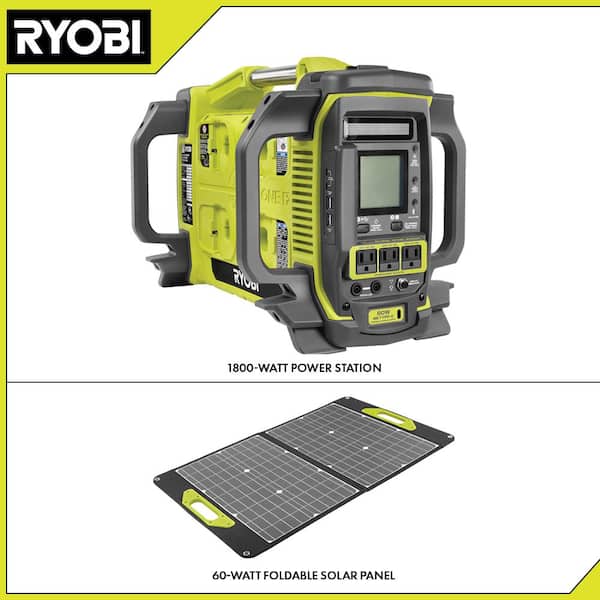 18V ONE+ 1800-Watt Portable Battery Inverter Power Station/8-Port Charger with 60-Watt Foldable Solar Panel