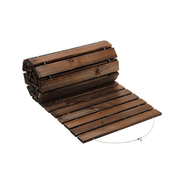 16.5 in. x 8.2 ft. Carbonized Wood Garden Pathway, Weather Resistant Roll Out Pine Walkway, Stepping Stones Outdoor