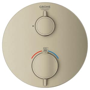 Grohtherm Single Function Thermostatic Round 2-Handle Trim Kit in Brushed Nickel (Valve Not Included)