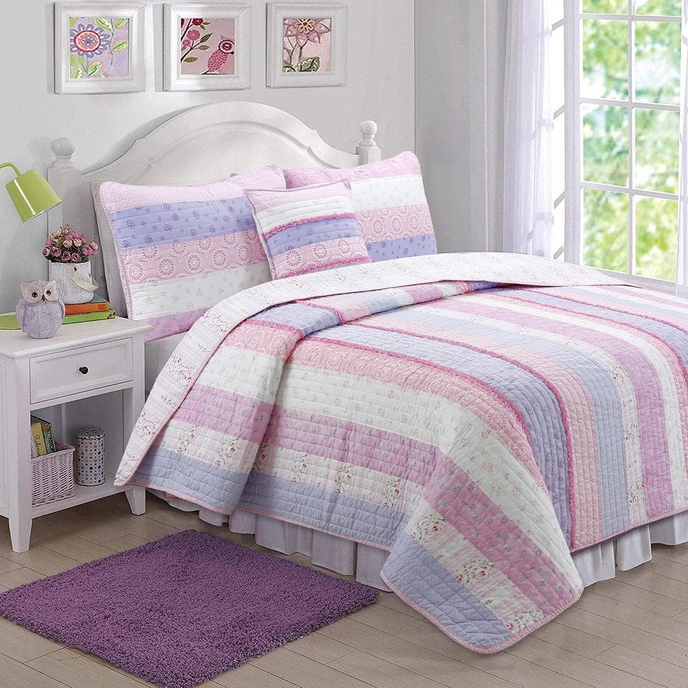 Cozy Line Home Fashions Little Miss Daisy Floral Ruffle Striped