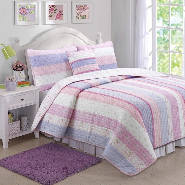 Cozy Line Home Fashions Little Miss Daisy Floral Ruffle Striped