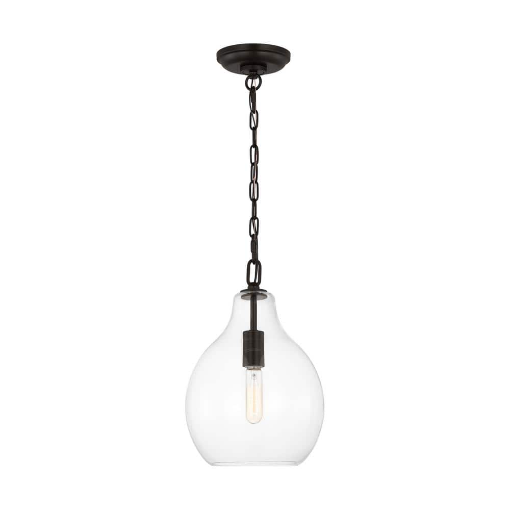 Aged Iron Clear Glass Teardrop Pendant Light