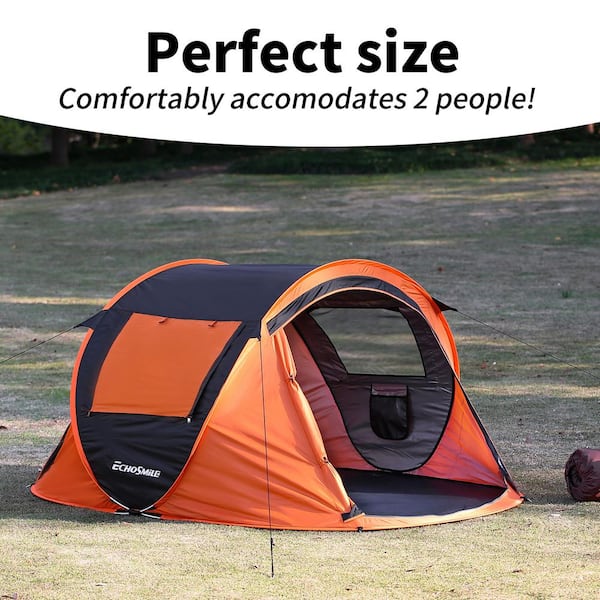 Tunearary 8 ft. x 4.7 ft. Black + Orange Outdoor 2-Person