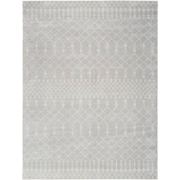 Nourison Astra Machine Washable Grey 5 ft. x 7 ft. Moroccan Transitional Area Rug