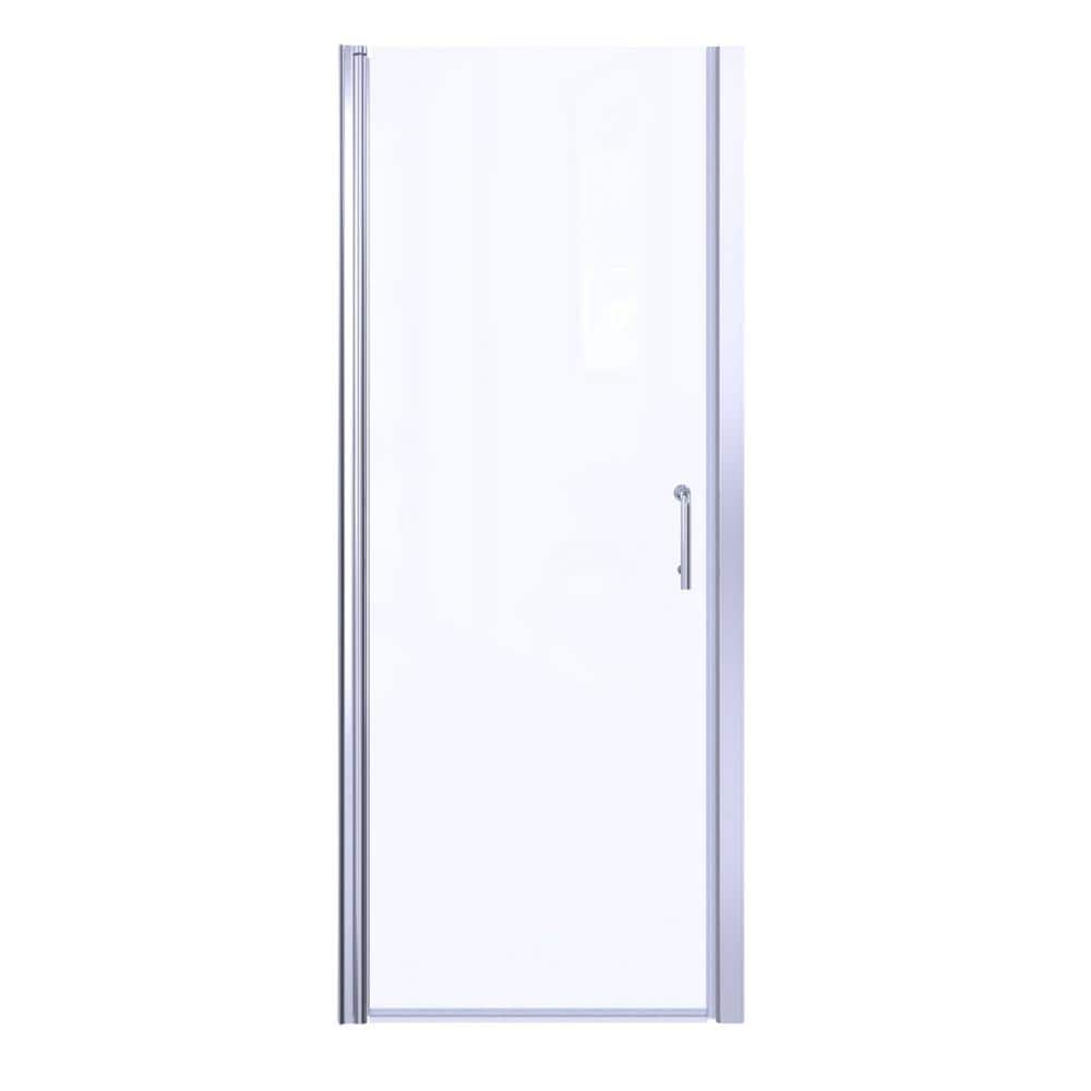 30 in. W x 72 in. H Semi-Frameless Pivot Shower Door with Clear Glass in Ch