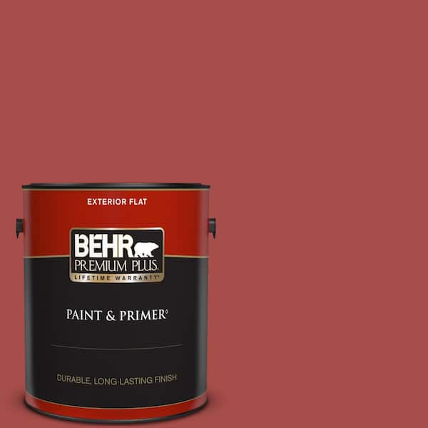 BEHR PREMIUM PLUS 1 gal. Home Decorators Collection #HDC-CL-09 Persimmon Red Flat Exterior Paint & Primer