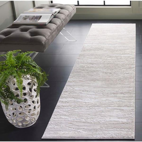 Carter 2 ft. x 10 ft. Ivory/Taupe Marble Runner Rug