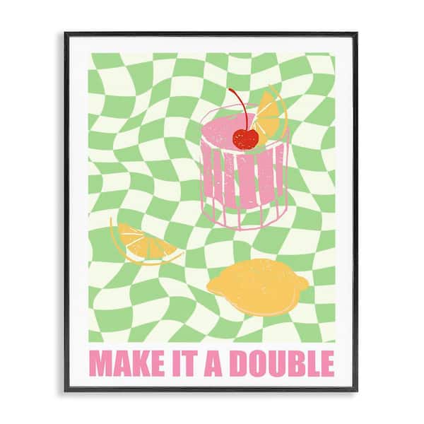 Stupell Industries Checkered Make It A Double by House of Lulu Black Framed Food Giclee Art Print 14 in. x 11 in.