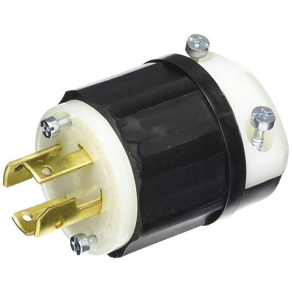 Leviton 30 Amp 120/208-Volt Industrial Grade 3-Phase Locking Non-Grounding Plug, Black/White