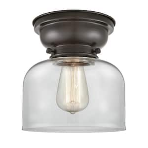 Bell 8 in. 1-Light Oil Rubbed Bronze Flush Mount with Clear Glass Shade