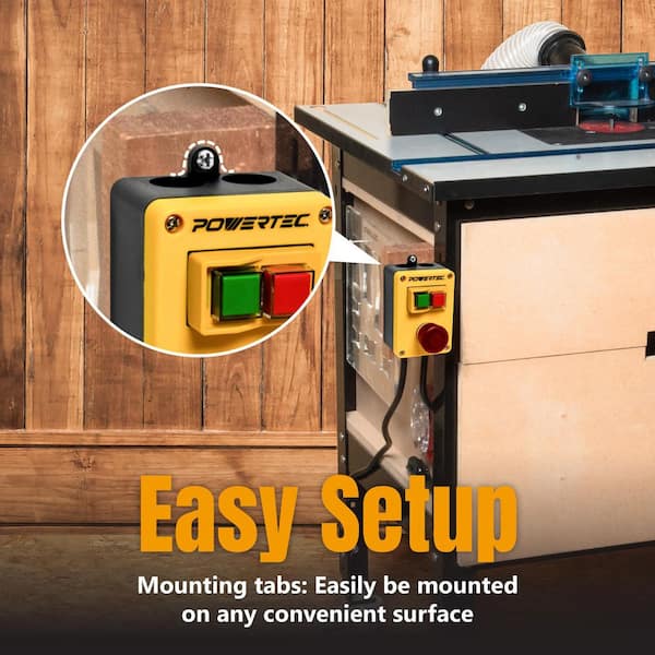 120V, 18A Magnetic Power Tool Safety Switch w/ 5.5 Ft Power Cord and Emergency Stop Button for Router Table/Drill Press