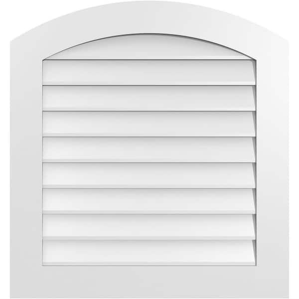 Ekena Millwork 30 in. x 32 in. Arch Top Surface Mount PVC Gable Vent: Functional with Standard Frame