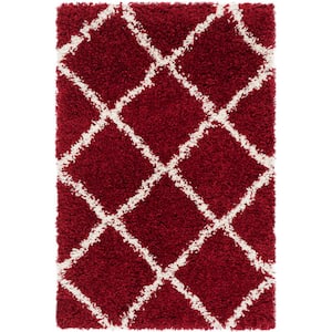 Hudson Shag Red/Ivory Doormat 2 ft. x 3 ft. Geometric Area Rug