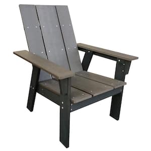 Layton Outdoor All-Weather Polystyrene Wood Adirondack Chair, Black & Grey Two Tone Finish