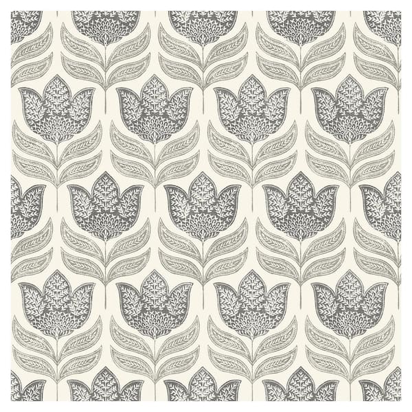 Chesapeake Cathal Tulip Block Print Grey Prepasted Non Woven Wallpaper
