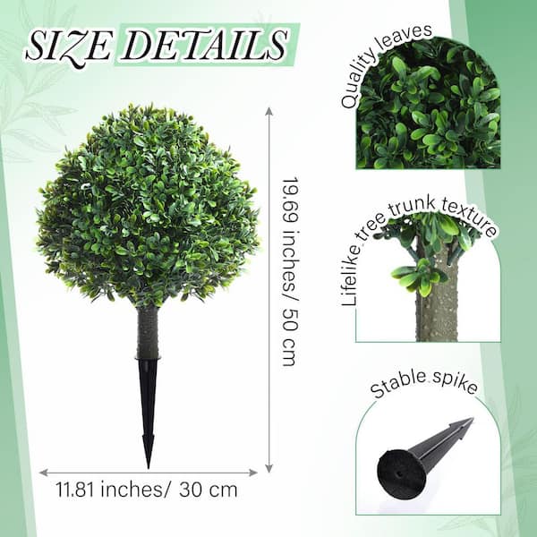 7.48 in 6-Pack Artificial Boxwood Tree UV Resistant Topiary Bushes