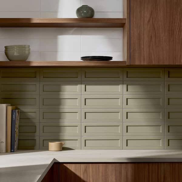 Marlow Green 3.14 in. x 10.62 in. 3D Matte Ceramic Wall Tile (3.25 sq. ft. / Case)
