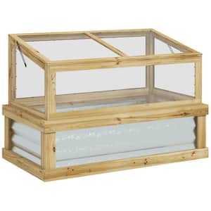 41 in. x 22.5 in. x 28.25 in. Fir Wood, Polycarbonate Natural Wood Cold Frame GREENHOUSE