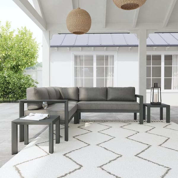 Black aluminum outdoor outlet sectional