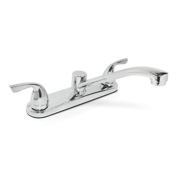 plumb tech Fits right, always tight, safe & durable. Double Lever Handle Deck Mount Kitchen Faucet in Chrome