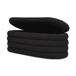 Fuji 49 in. Modern Scandinavian Bedroom Entryway Boucle Upholstered Storage Bench in Ebony Black