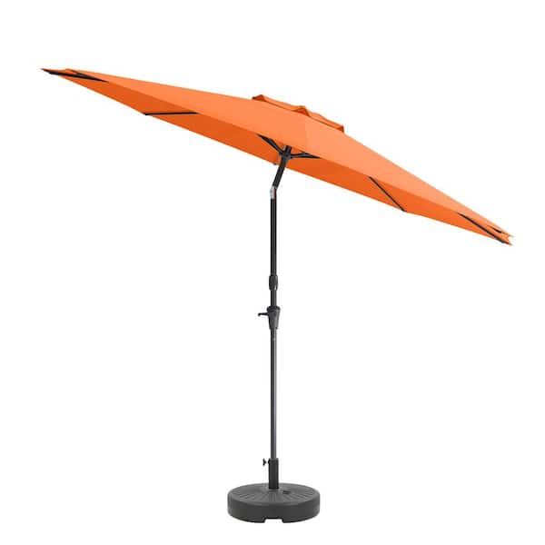 CorLiving 10 ft. Aluminum Wind Resistant Market Tilting Patio Umbrella and Base in Orange