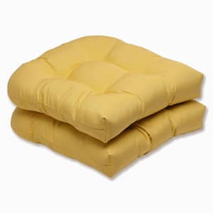 Solid 19 x 19 Outdoor Dining Chair Cushion in Yellow (Set of 2)