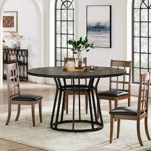 Roesler Vintage Gray Engineered Wood 47.2 in. Pedestal Dining Table -Seats 4