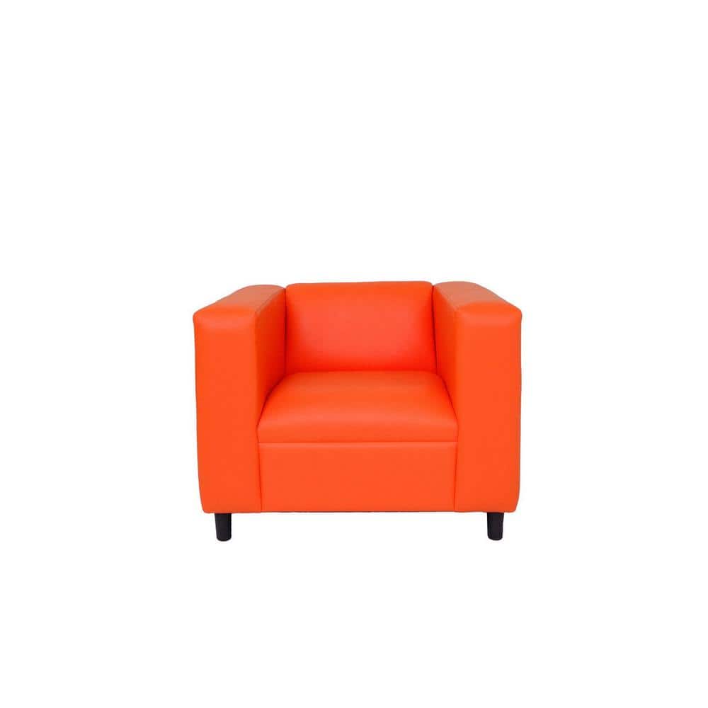 36-Inch Orange Faux Leather Arm Chair with Black Legs