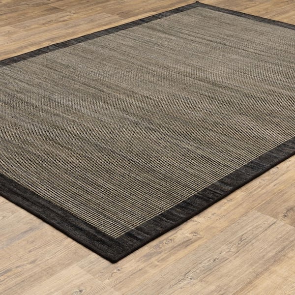 Wells 2 ft. x 10 ft. Grey/Charcoal Border Area Rug