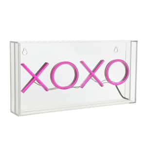 XOXO 6 in. Pink Contemporary Glam Acrylic Box USB Operated LED Neon Lamp